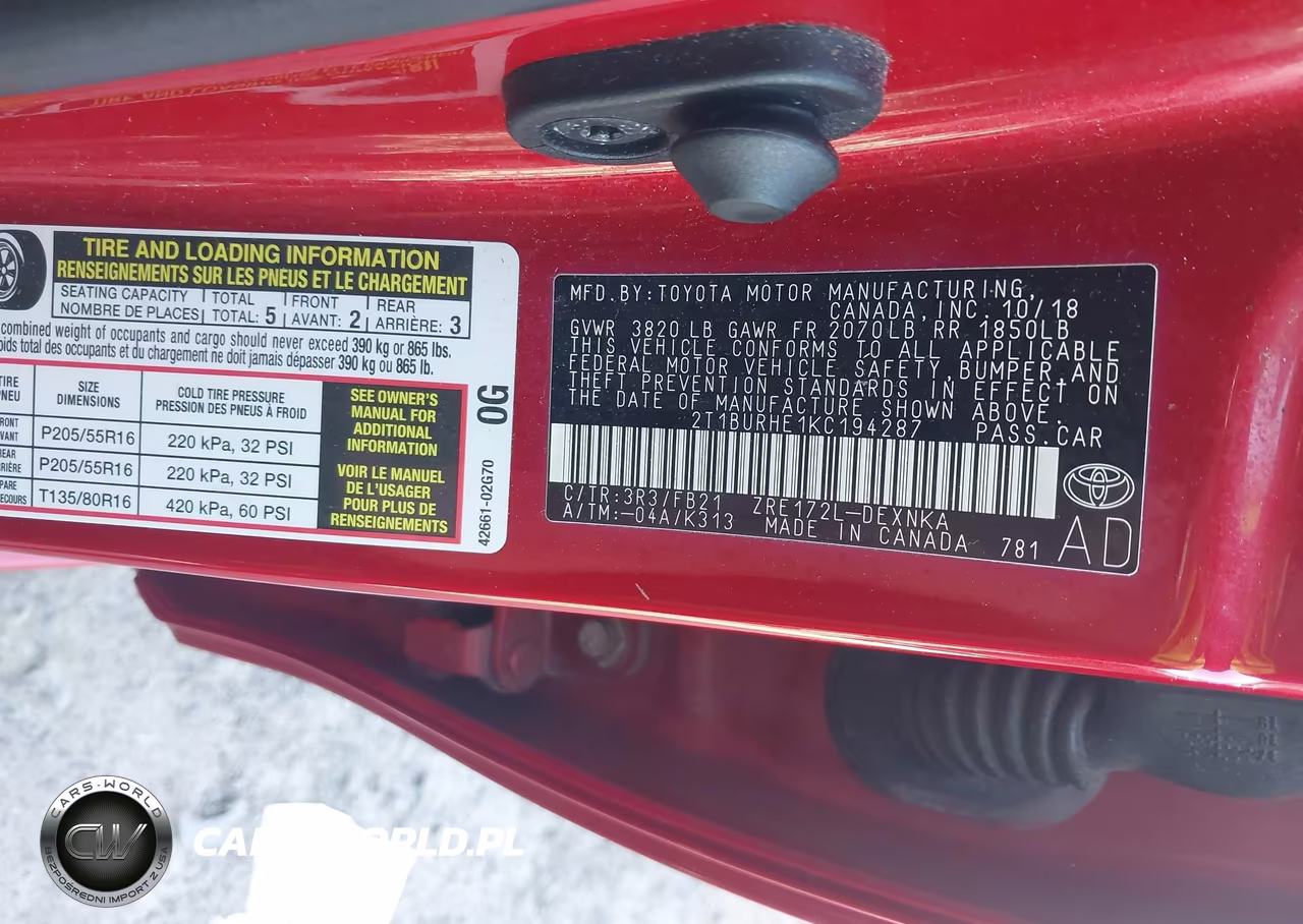 2019 Toyota Corolla Le VIN:2T1BURHE1KC194287 - 9
