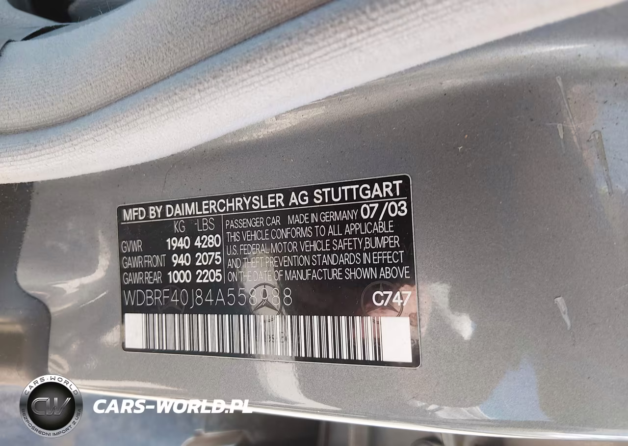 2004 Mercedes-Benz C Class VIN:WDBRF40J84A558988 - 9