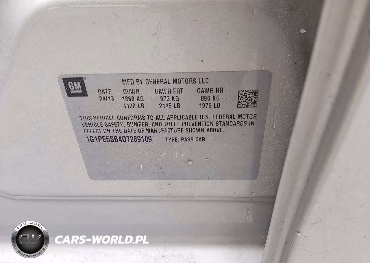 2013 Chevrolet Cruze 2Lt Auto VIN:1G1PE5SB4D7289109 - 9