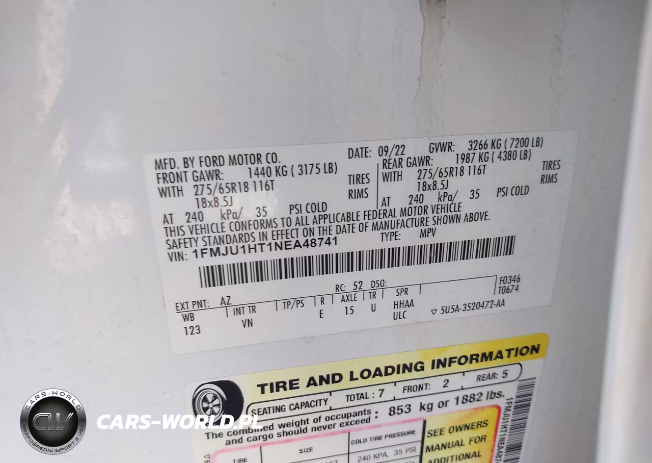 2022 Ford Expedition Xlt VIN:1FMJU1HT1NEA48741 - 9