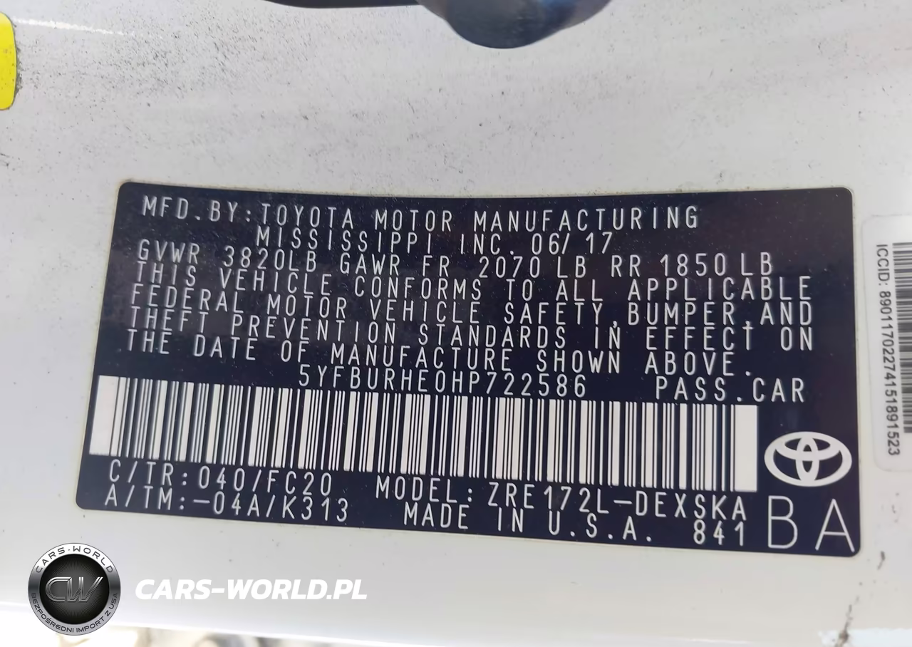 2017 Toyota Corolla Se VIN:5YFBURHE0HP722586 - 9