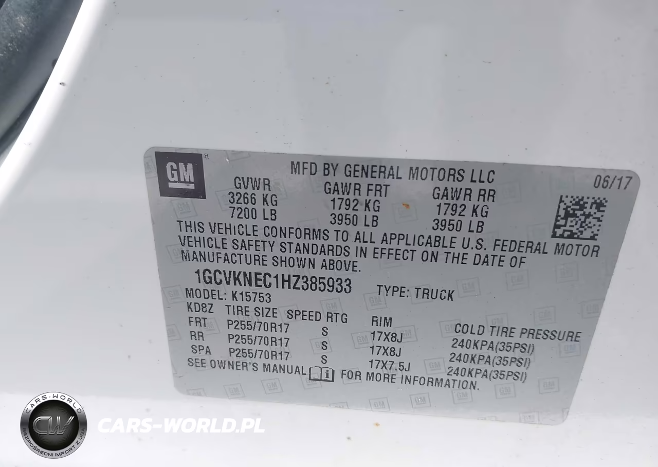 2017 Chevrolet Silverado 1500 Wt VIN:1GCVKNEC1HZ385933 - 9