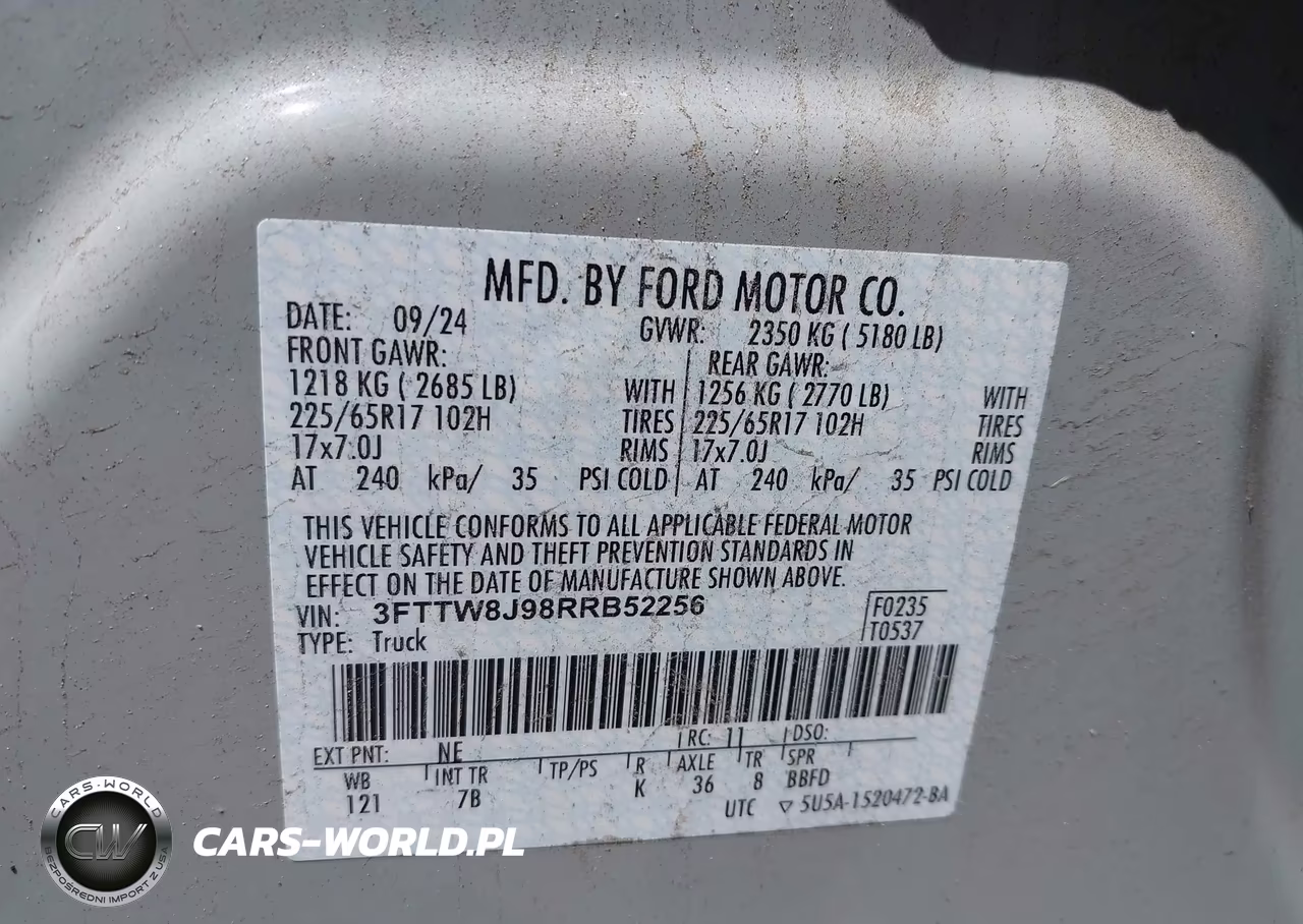 2024 Ford Maverick Xlt VIN:3FTTW8J98RRB52256 - 9