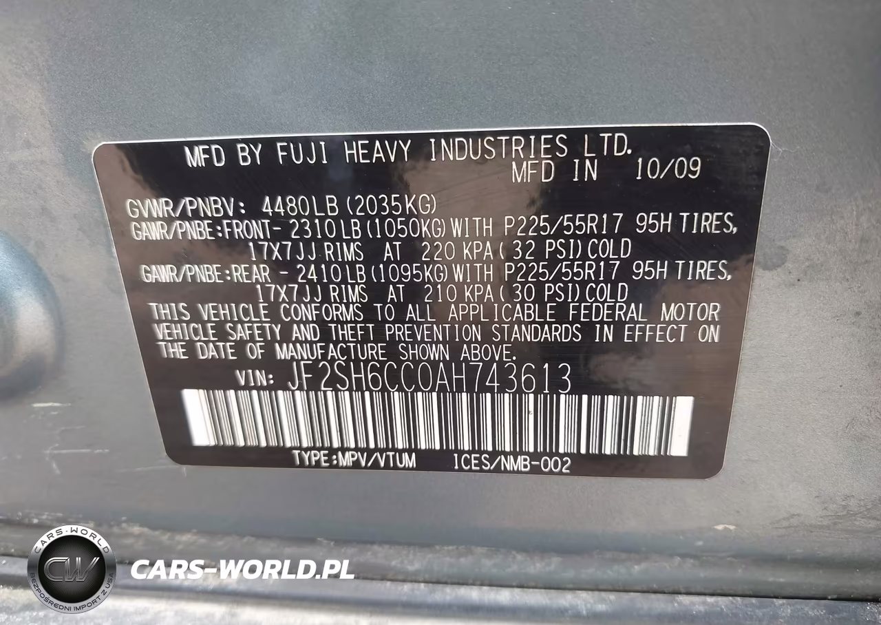 2010 Subaru Forester 2.5X Premium VIN:JF2SH6CC0AH743613 - 9