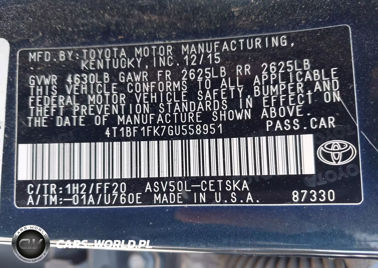 2016 Toyota Camry Se VIN:4T1BF1FK7GU558951 - 9