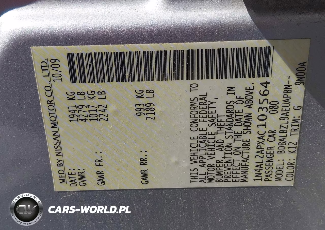 2010 Nissan Altima 2.5 S VIN:1N4AL2APXAC103564 - 9