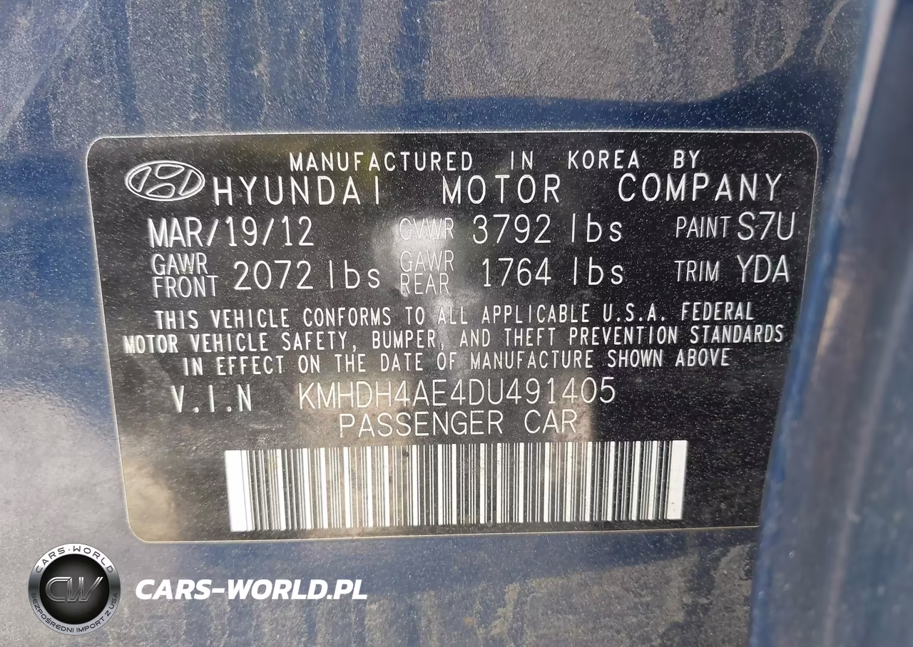 2013 Hyundai Elantra Gls VIN:KMHDH4AE4DU491405 - 9