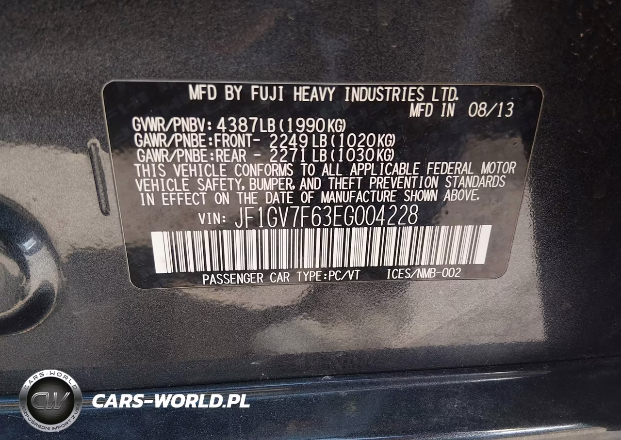 2014 Subaru Impreza Wrx Premium VIN:JF1GV7F63EG004228 - 9
