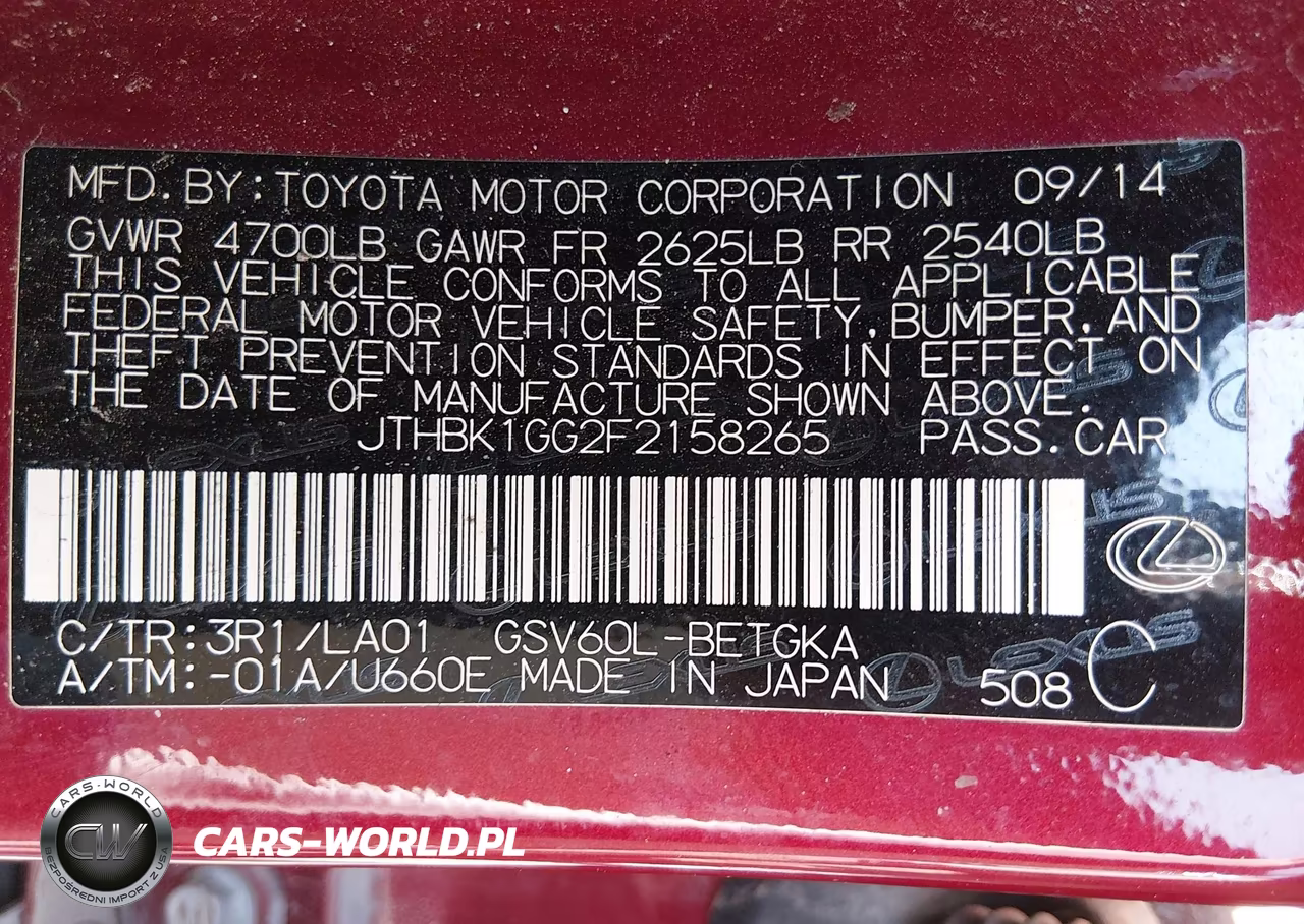 2015 Lexus Es 350 VIN:JTHBK1GG2F2158265 - 9