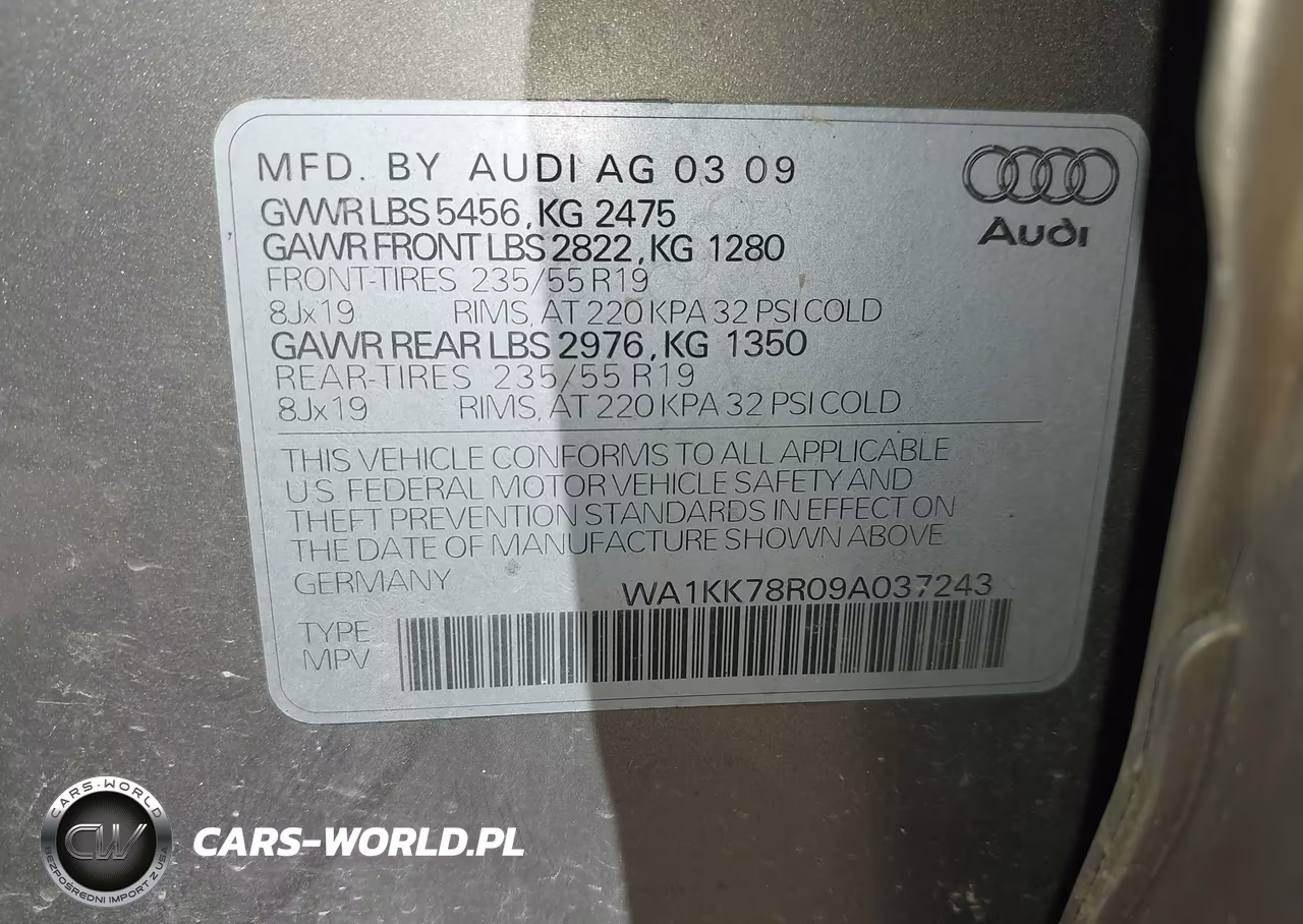2009 Audi Q5 3.2 Premium VIN:WA1KK78R09A037243 - 9