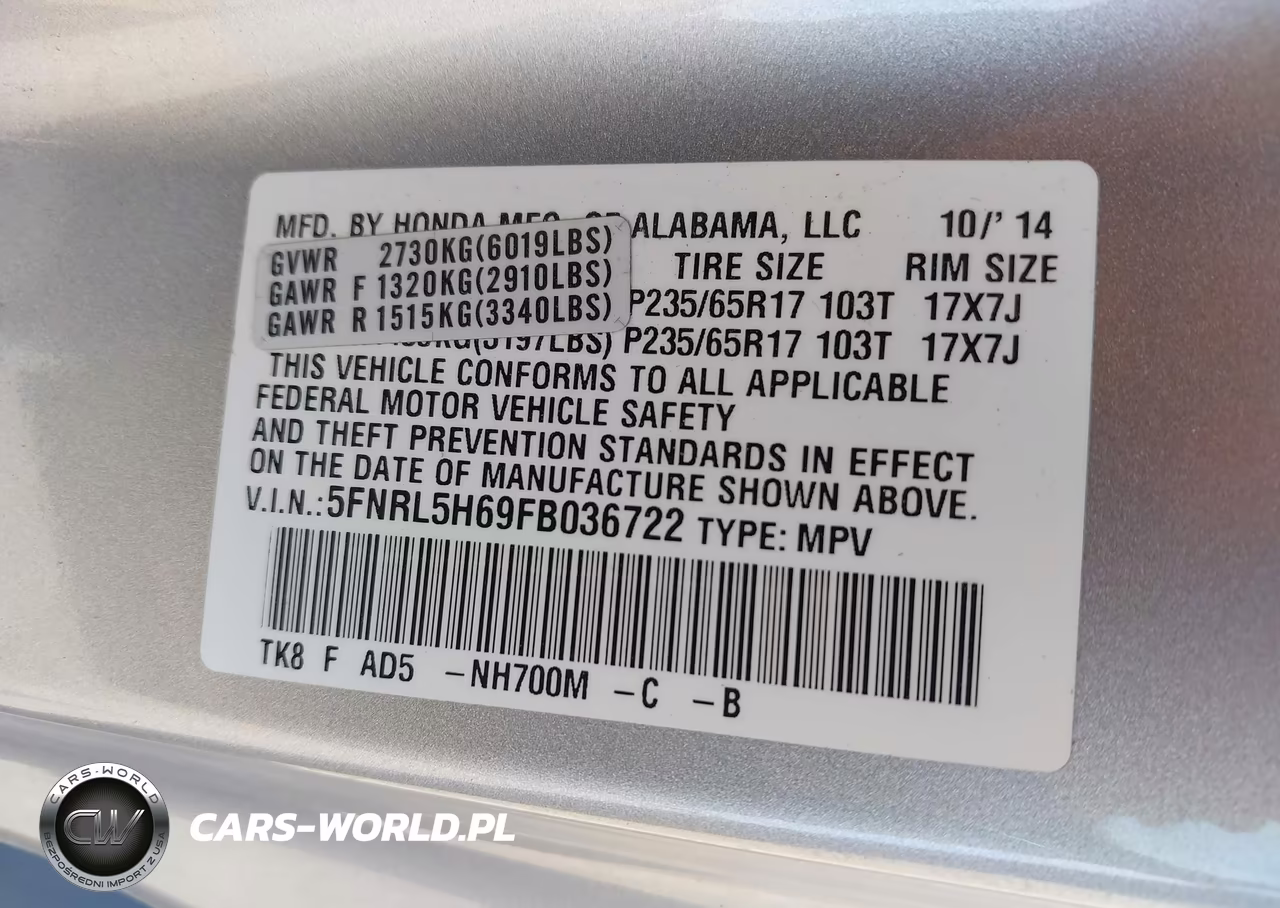 2015 Honda Odyssey Ex-L VIN:5FNRL5H69FB036722 - 9
