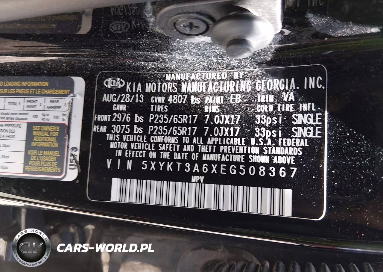 2014 Kia Sorento Lx VIN:5XYKT3A6XEG508367 - 9