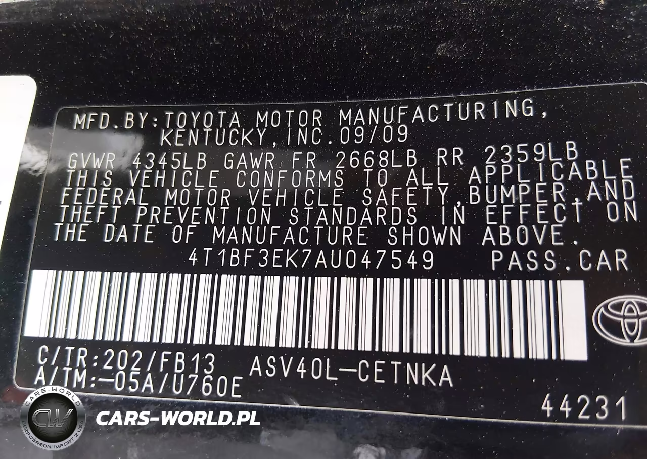 2010 Toyota Camry Le VIN:4T1BF3EK7AU047549 - 9