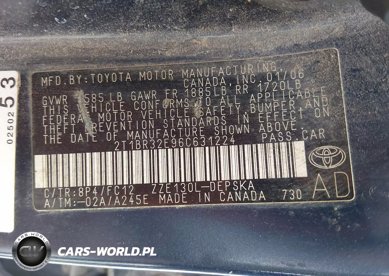 2006 Toyota Corolla S VIN:2T1BR32E96C631224 - 9
