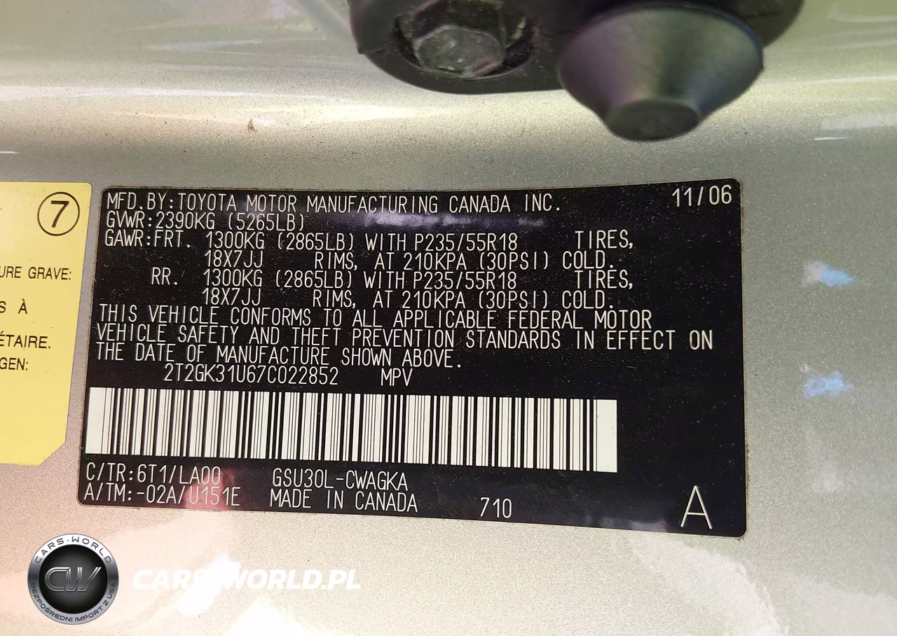 2007 Lexus Rx 350 VIN:2T2GK31U67C022852 - 9