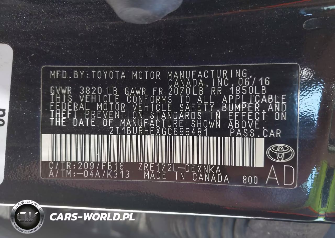 2016 Toyota Corolla Le VIN:2T1BURHEXGC696481 - 9