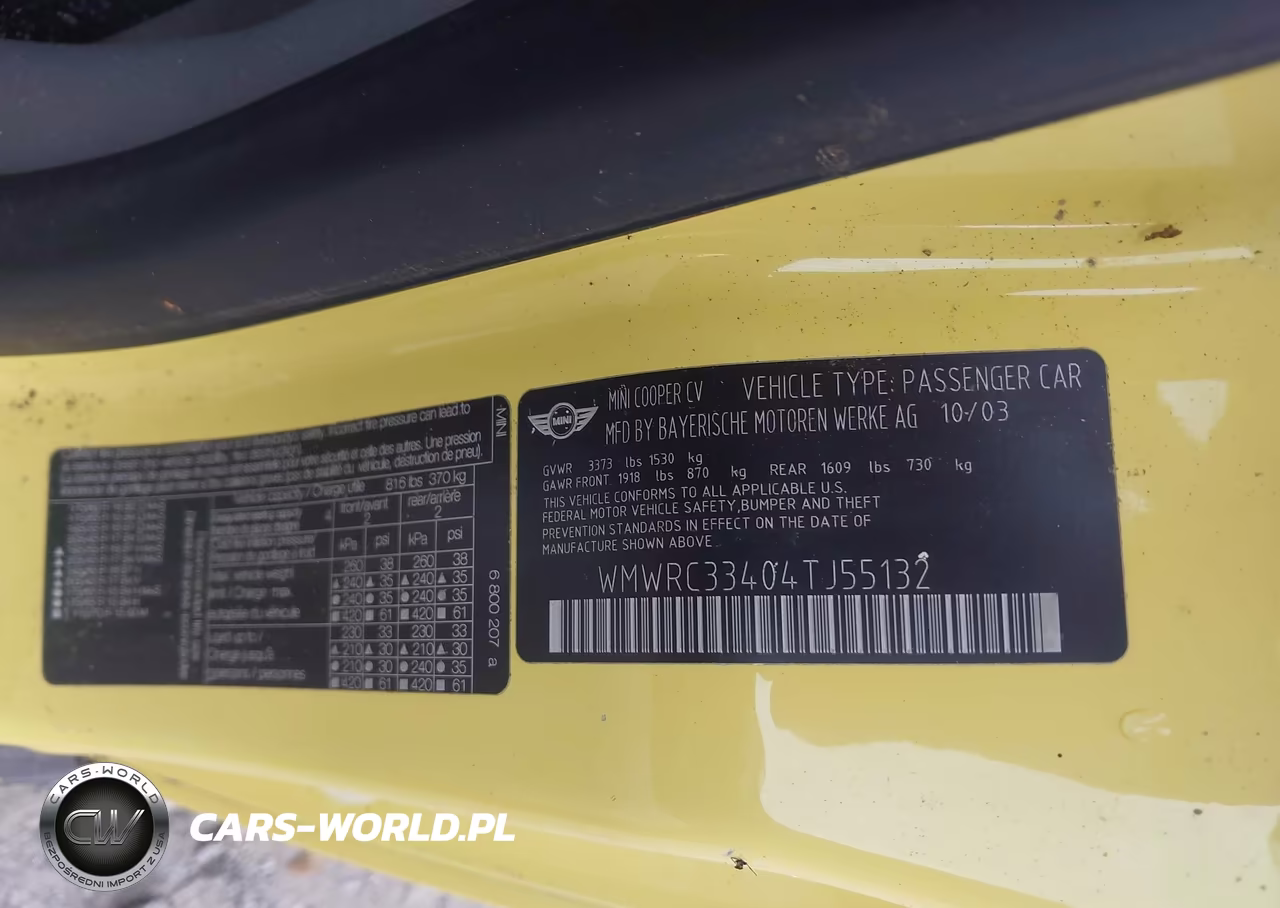 2004 Mini Cooper VIN:WMWRC33404TJ55132 - 9