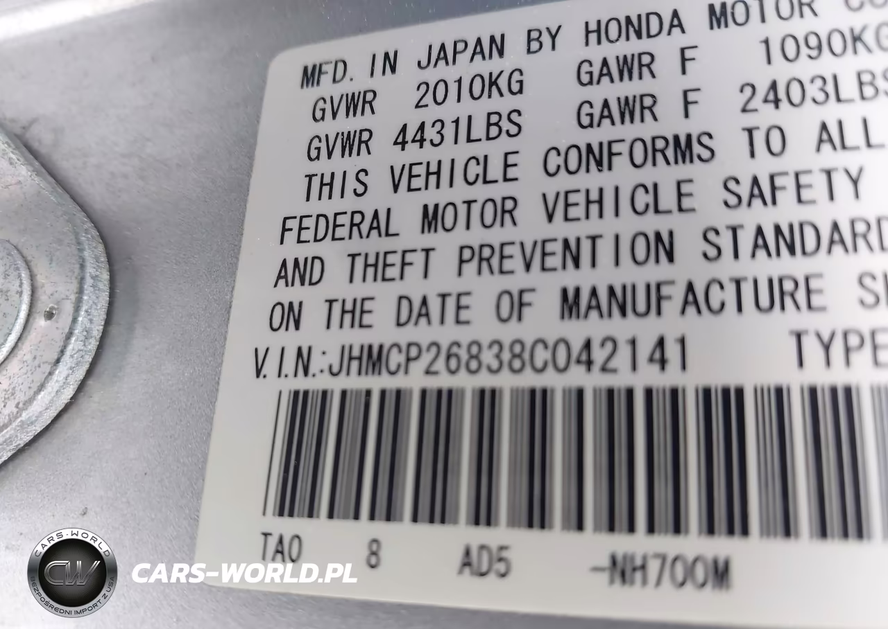 2008 Honda Accord 2.4 Ex-L VIN:JHMCP26838C042141 - 9