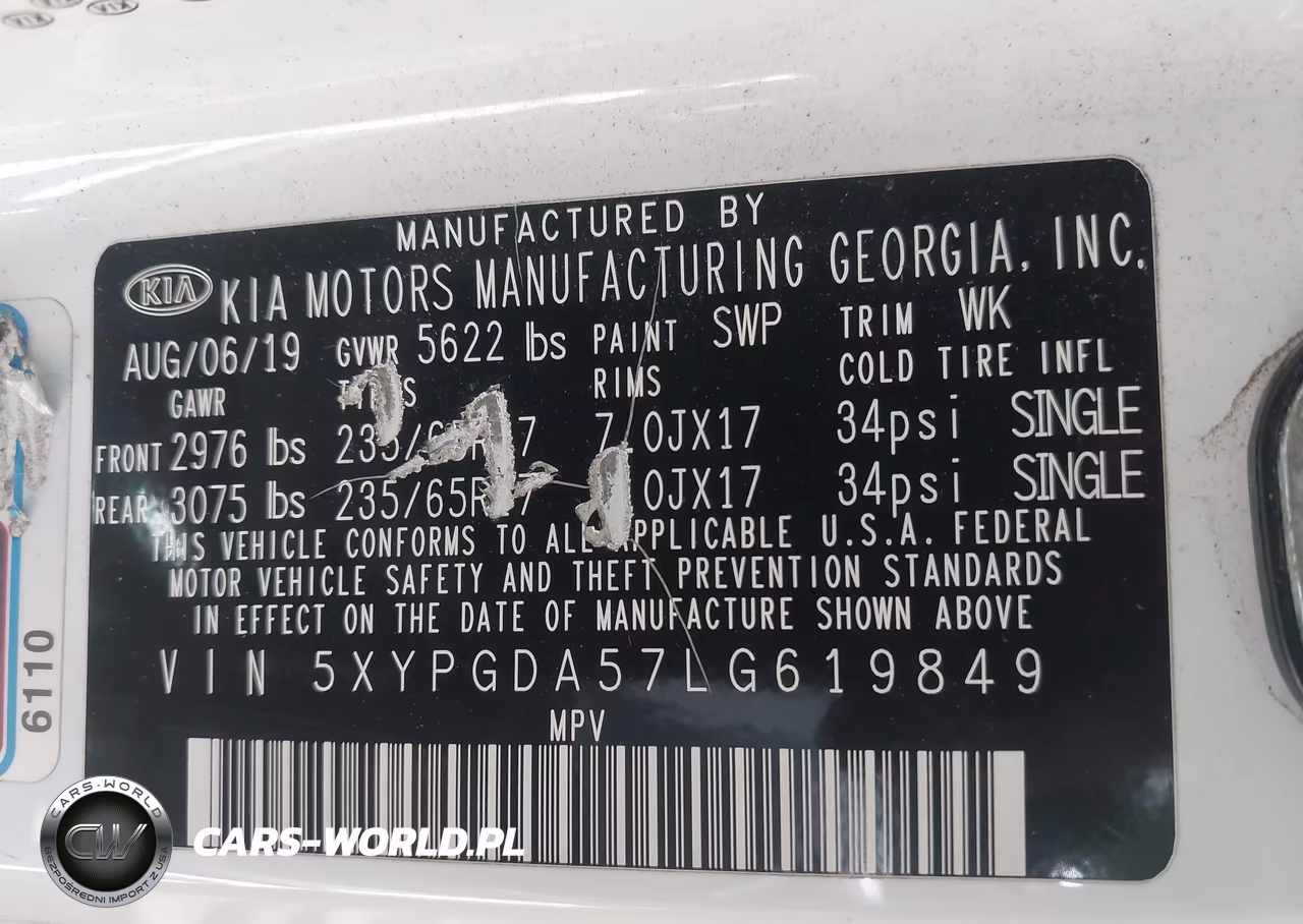 2020 Kia Sorento 3.3L Lx VIN:5XYPGDA57LG619849 - 9