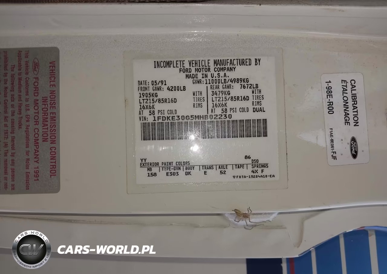 1991 Ford Econoline E350 Cutaway Van VIN:1FDKE30G5MHB02230 - 9