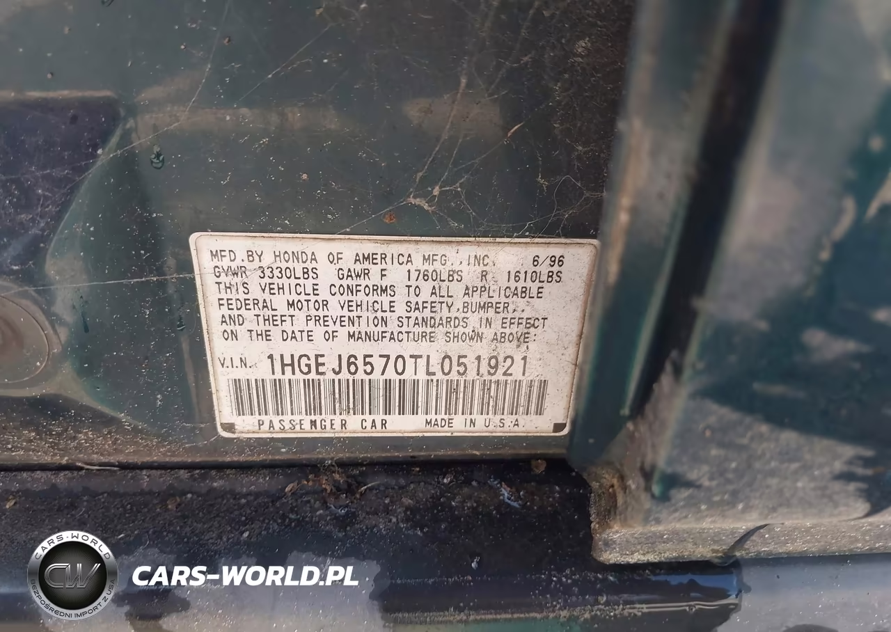 1996 Honda Civic Lx VIN:1HGEJ6570TL051921 - 9