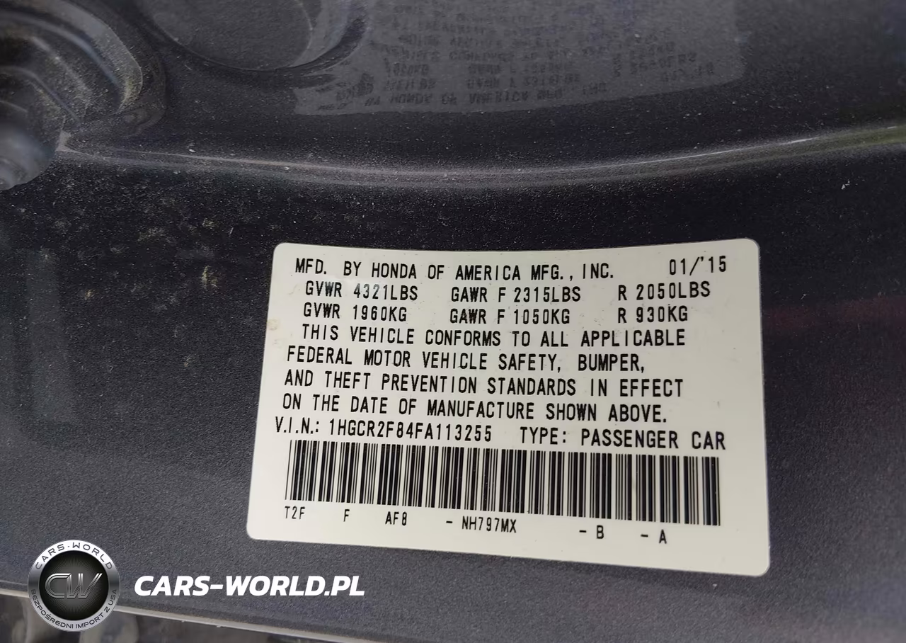 2015 Honda Accord Ex-L VIN:1HGCR2F84FA113255 - 9
