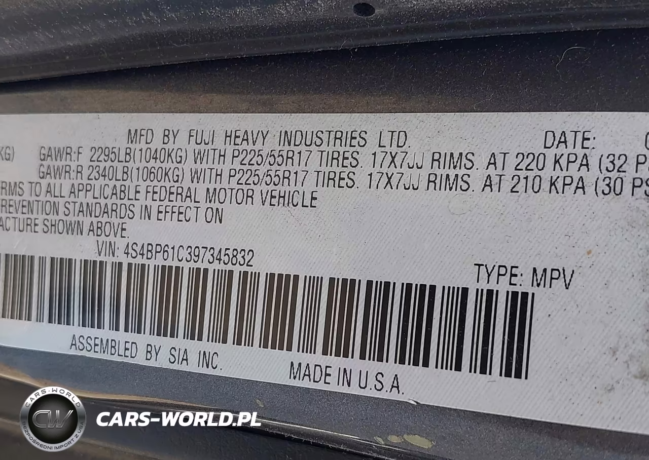 2009 Subaru Outback 2.5I VIN:4S4BP61C397345832 - 9
