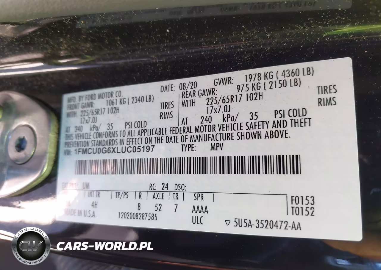 2020 Ford Escape Se VIN:1FMCU0G6XLUC05197 - 9