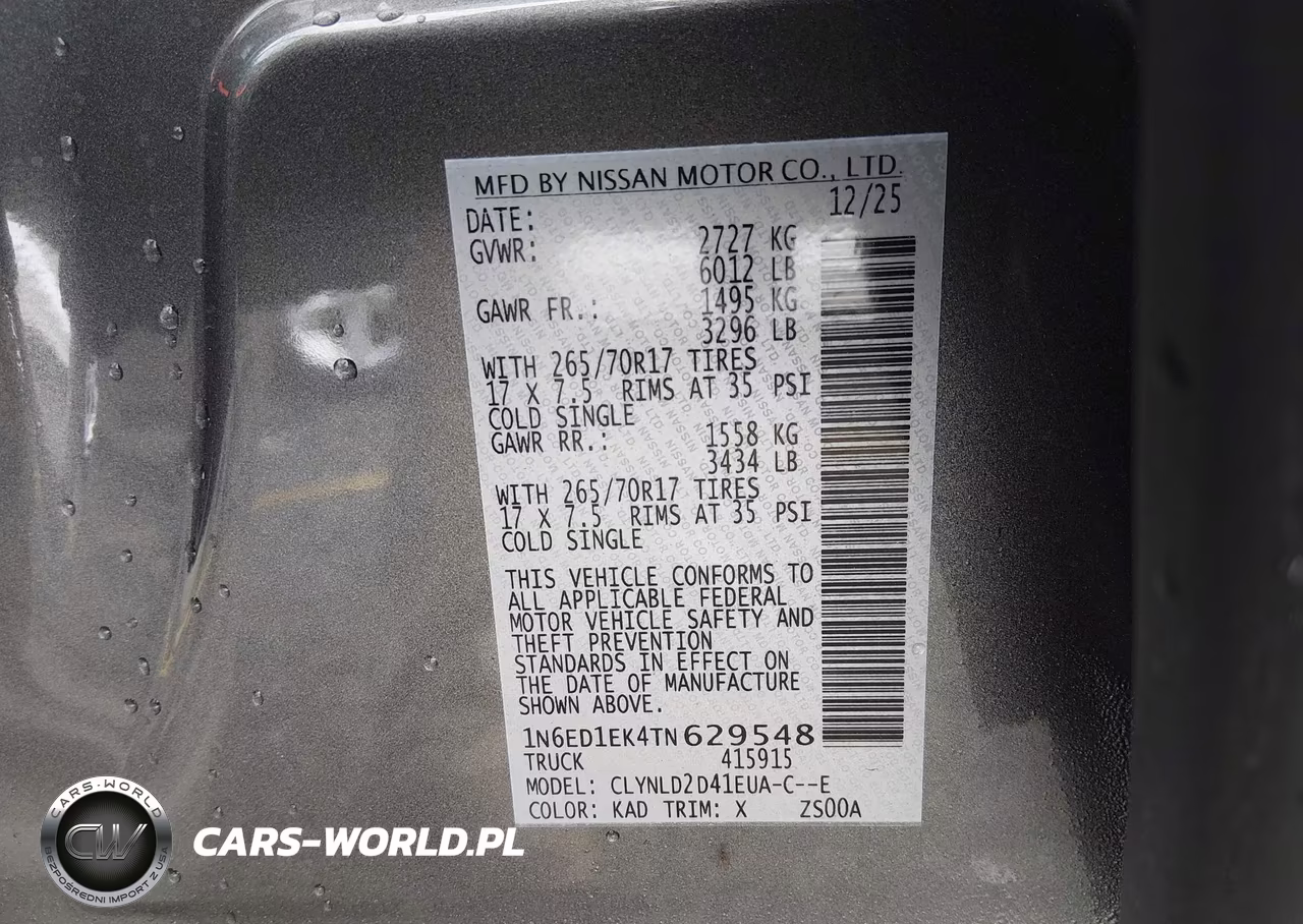 2026 Nissan Frontier Pro-4X 4X4 VIN:1N6ED1EK4TN629548 - 9