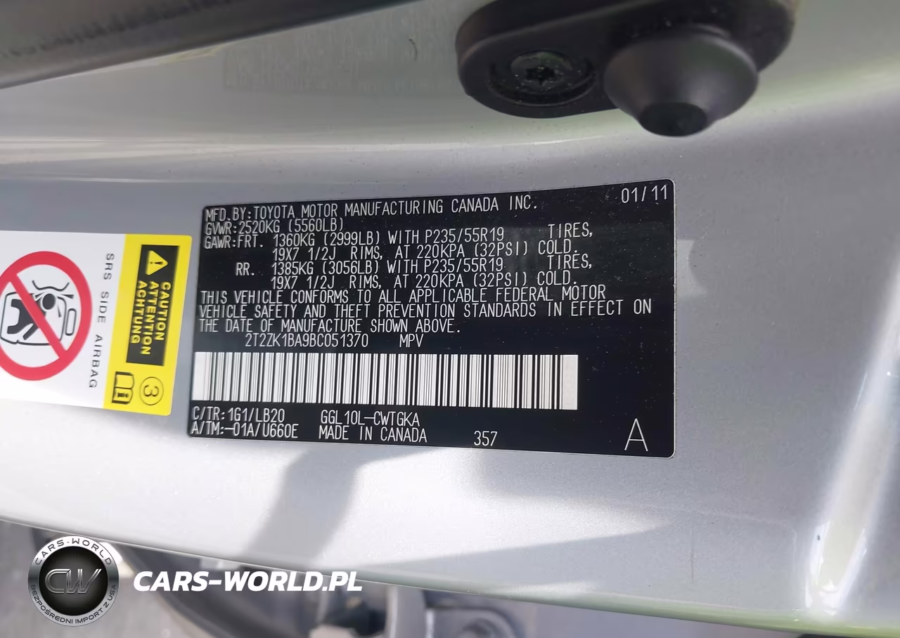 2011 Lexus Rx 350 VIN:2T2ZK1BA9BC051370 - 9