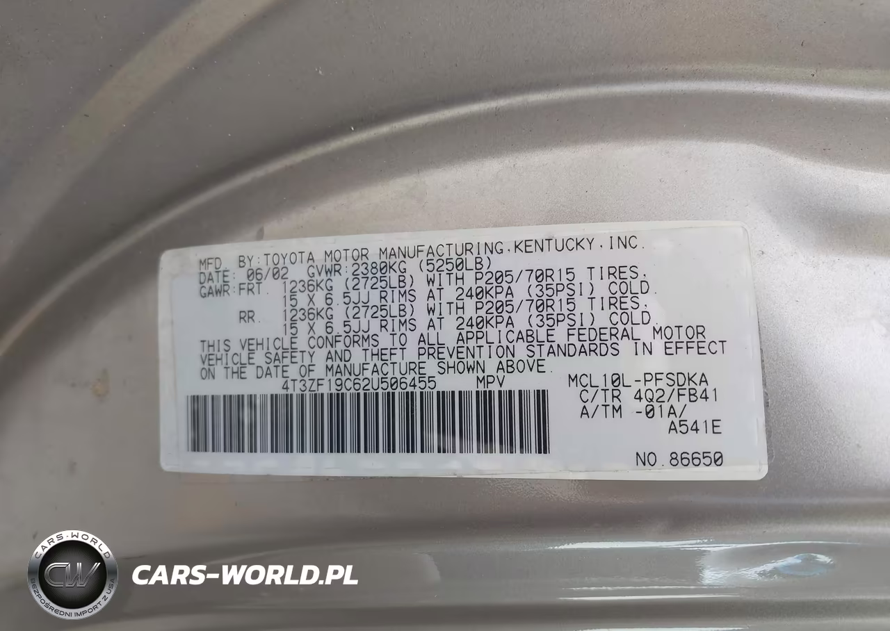 2002 Toyota Sienna Ce VIN:4T3ZF19C62U506455 - 9