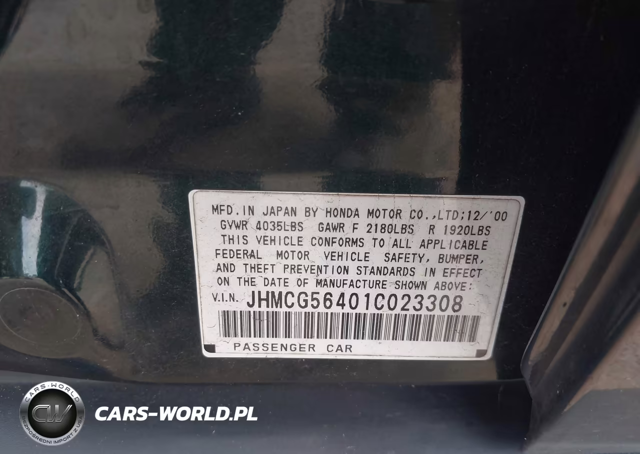 2001 Honda Accord 2.3 Lx VIN:JHMCG56401C023308 - 9