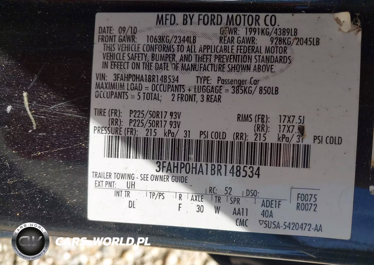 2011 Ford Fusion Se VIN:3FAHP0HA1BR148534 - 9