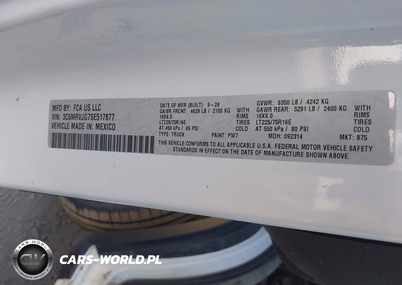 2025 Ram Promaster 3500 Cargo Van Tradesman High Roof 159 Wb Ext VIN:3C6MRVJG7SE517877 - 9