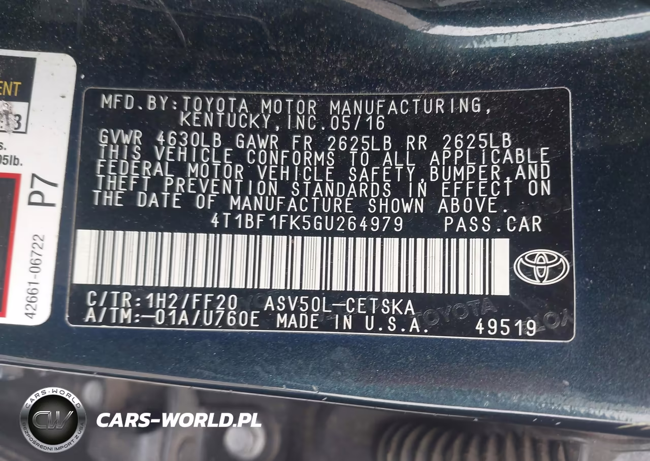 2016 Toyota Camry Se VIN:4T1BF1FK5GU264979 - 9