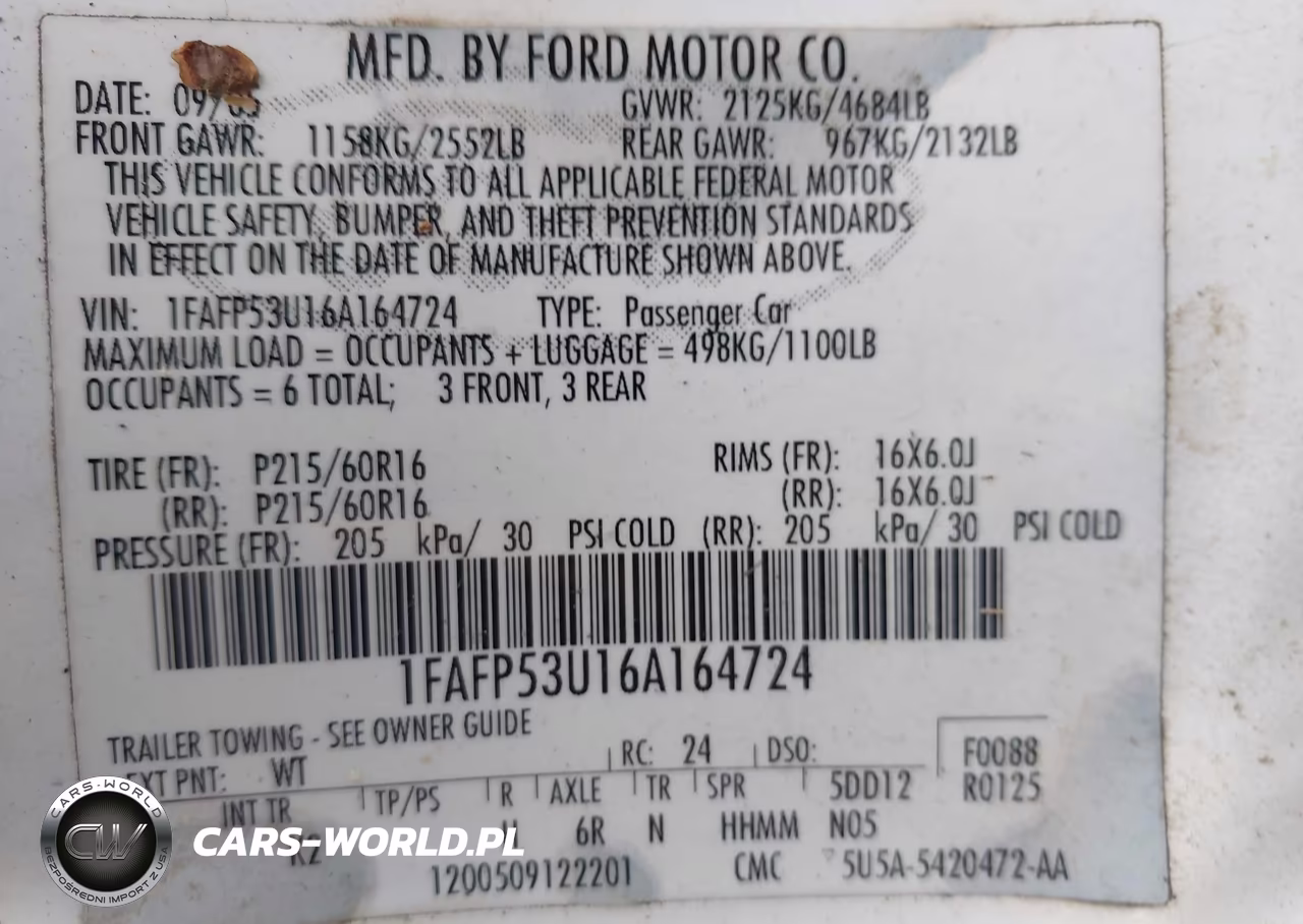 2006 Ford Taurus Se VIN:1FAFP53U16A164724 - 9
