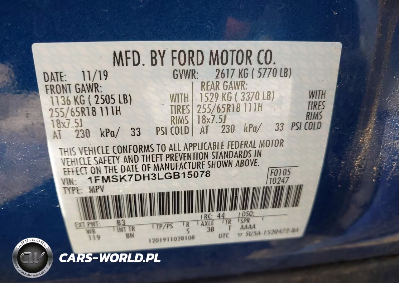 2020 Ford Explorer Xlt VIN:1FMSK7DH3LGB15078 - 9