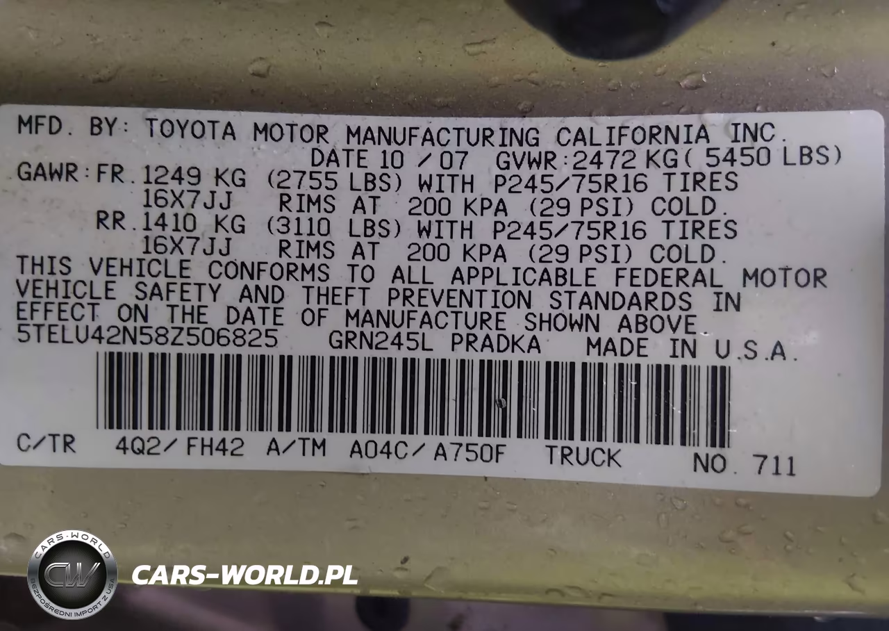 2008 Toyota Tacoma Base V6 VIN:5TELU42N58Z506825 - 9