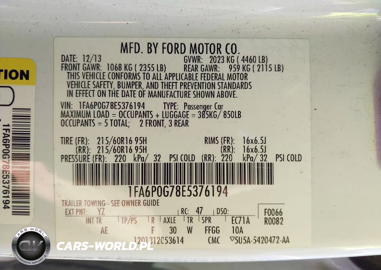 2014 Ford Fusion S VIN:1FA6P0G78E5376194 - 9