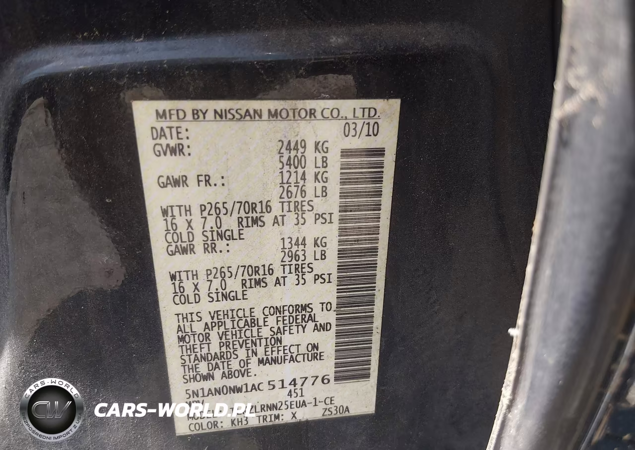 2010 Nissan Xterra S VIN:5N1AN0NW1AC514776 - 9