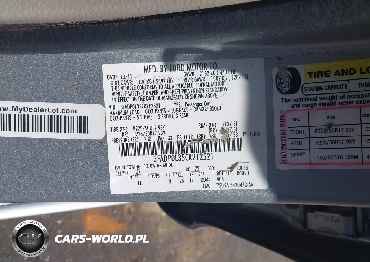 2012 Ford Fusion Hybrid VIN:3FADP0L35CR212521 - 9