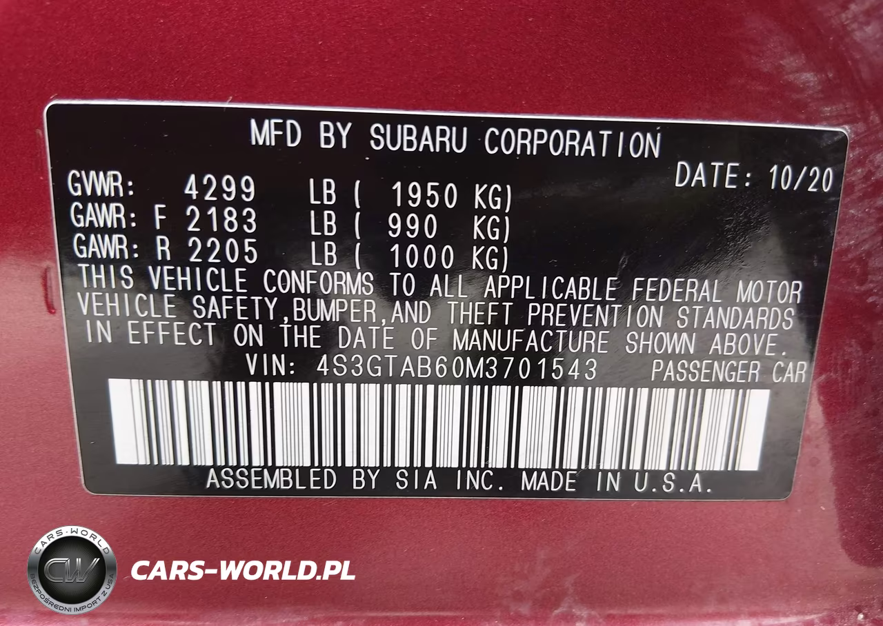 2021 Subaru Impreza 5-Door VIN:4S3GTAB60M3701543 - 9