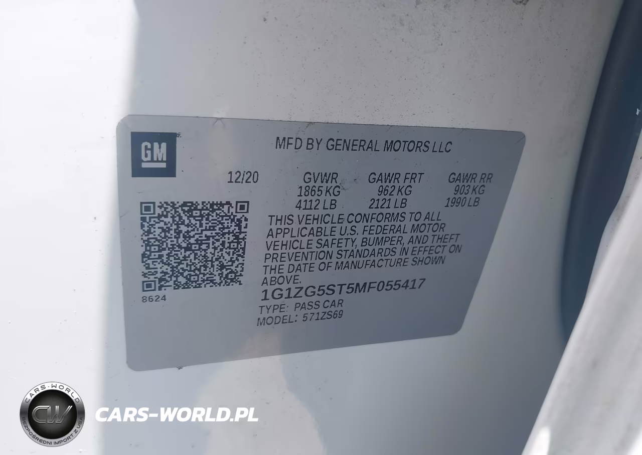 2021 Chevrolet Malibu Fwd Rs VIN:1G1ZG5ST5MF055417 - 9