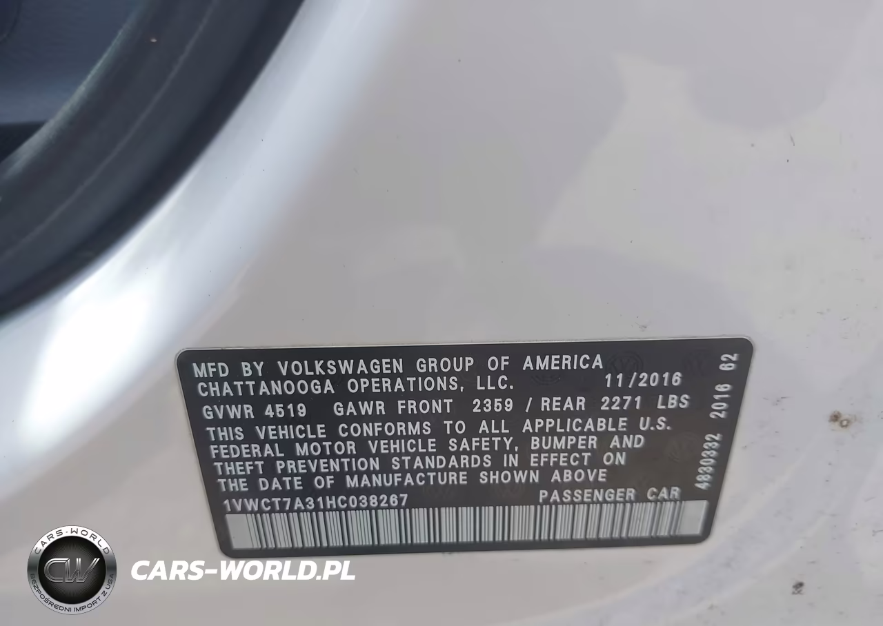 2017 Volkswagen Passat 1.8T Sel Premium VIN:1VWCT7A31HC038267 - 9