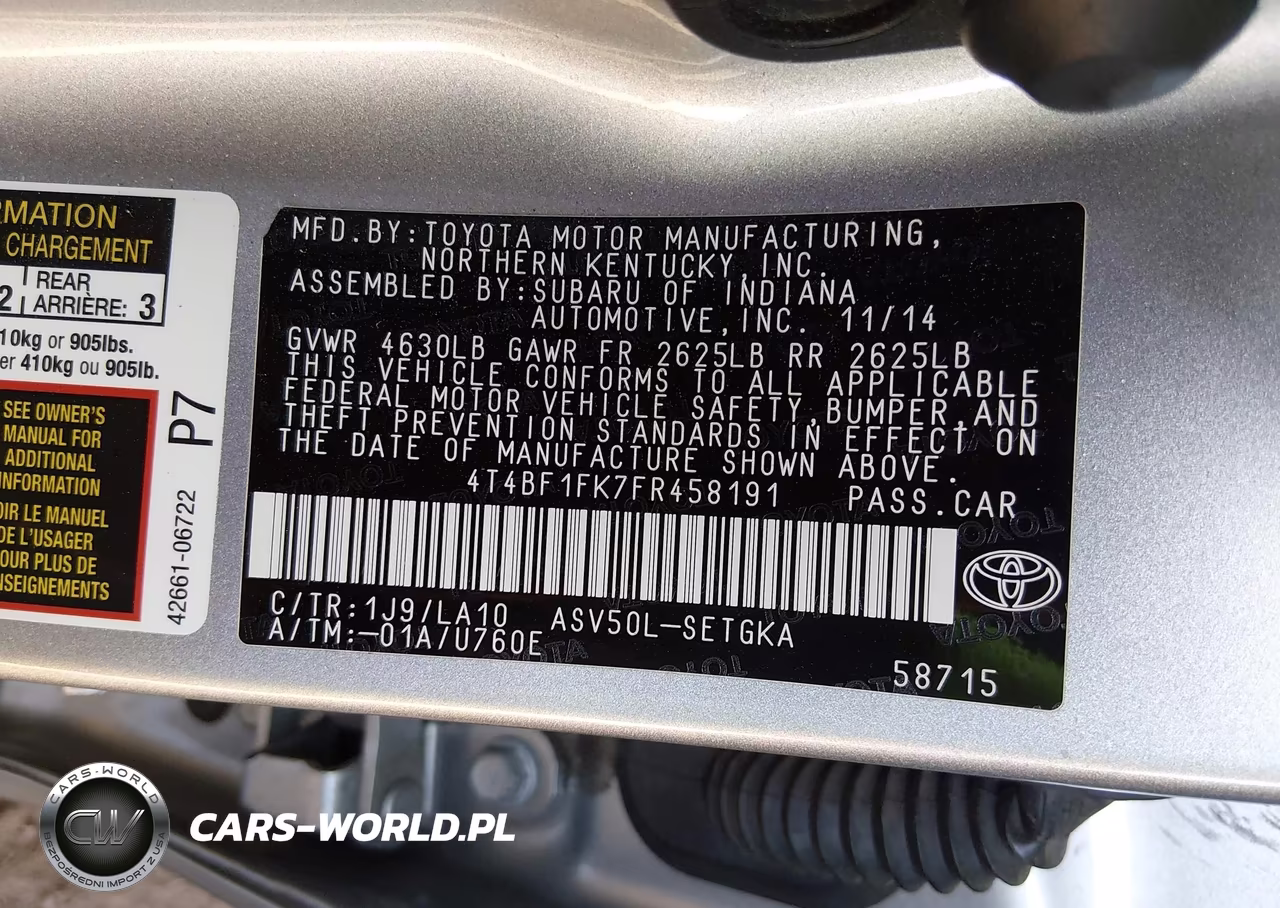 2015 Toyota Camry Xle VIN:4T4BF1FK7FR458191 - 9