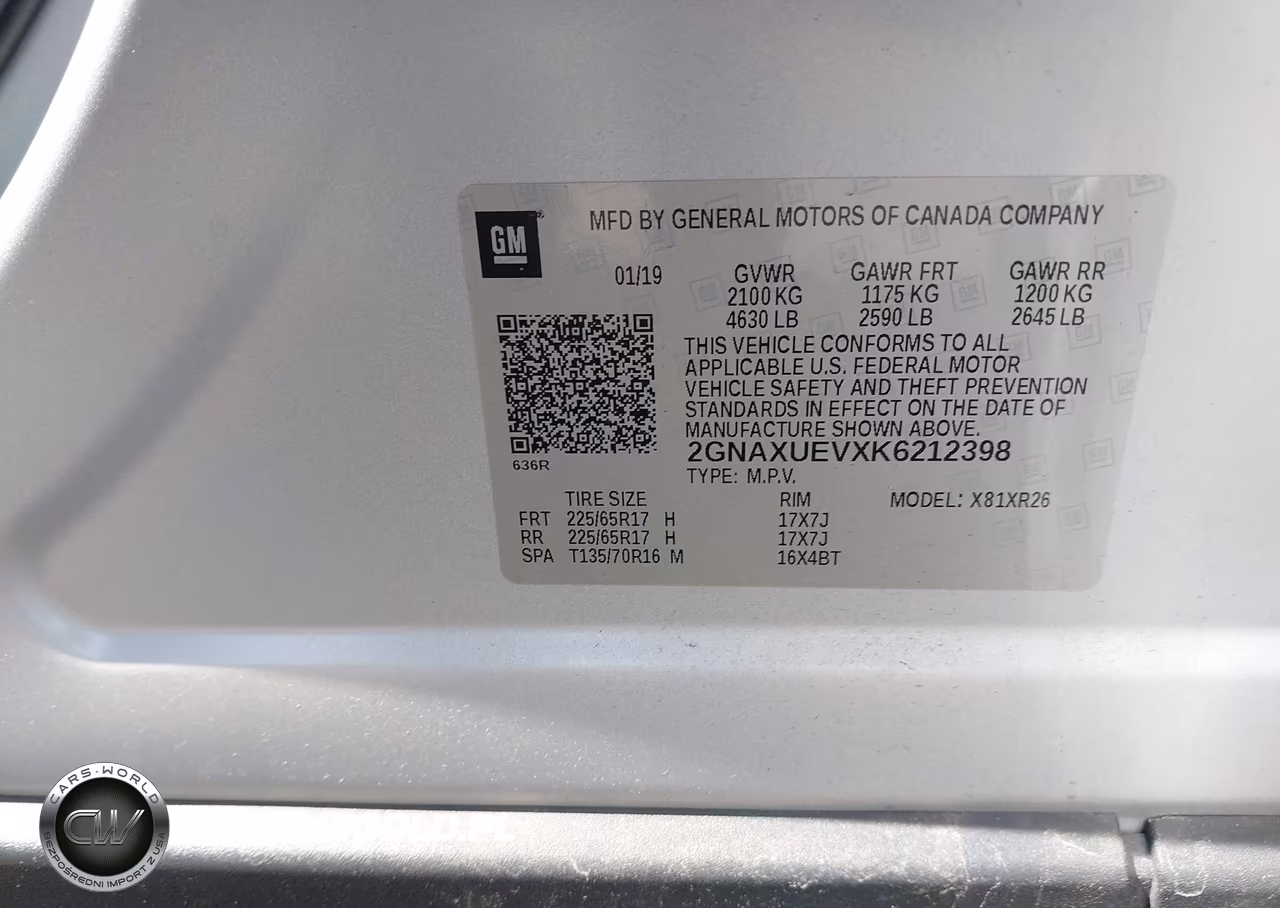 2019 Chevrolet Equinox Lt VIN:2GNAXUEVXK6212398 - 9