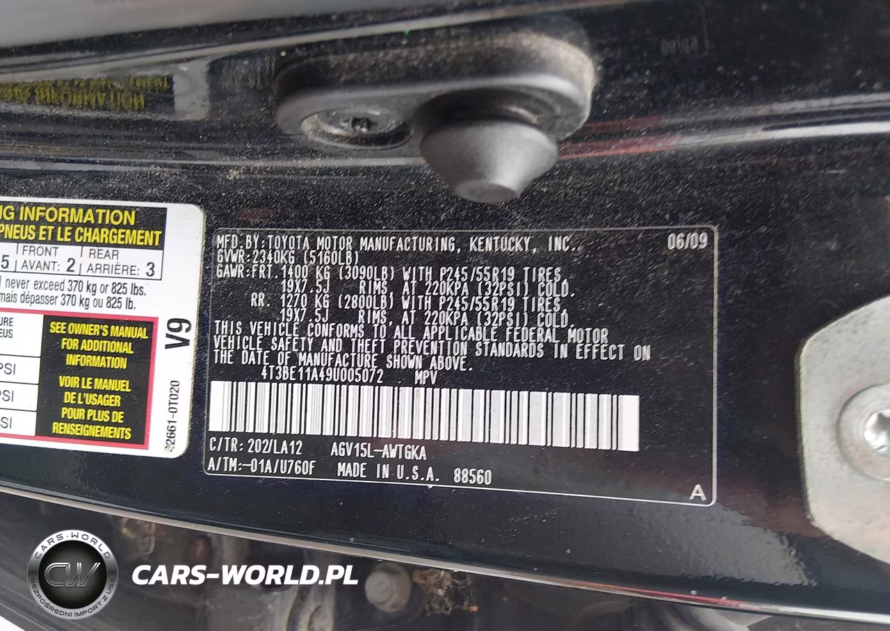 2009 Toyota Venza VIN:4T3BE11A49U005072 - 9