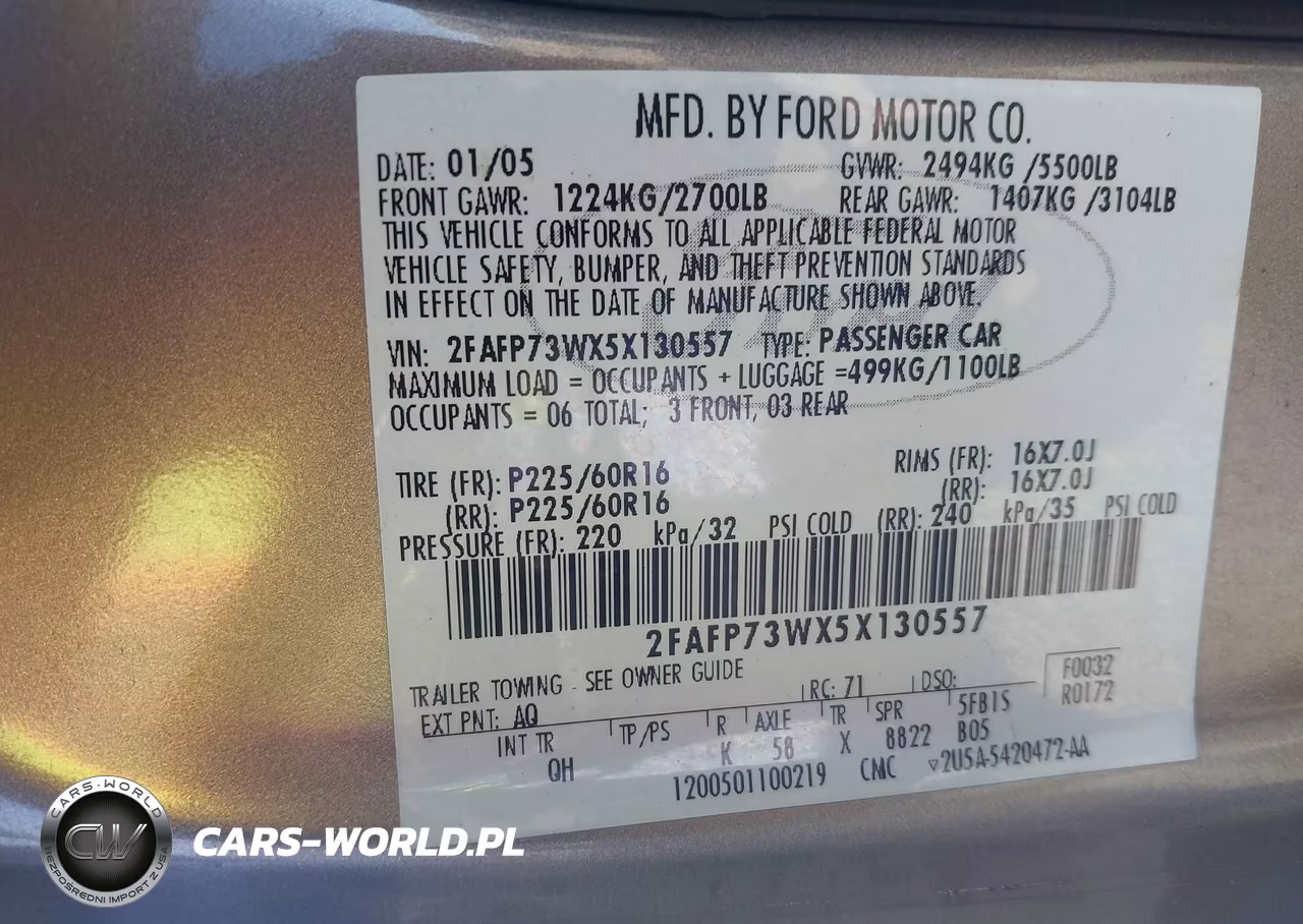 2005 Ford Crown Victoria Standard VIN:2FAFP73WX5X130557 - 9