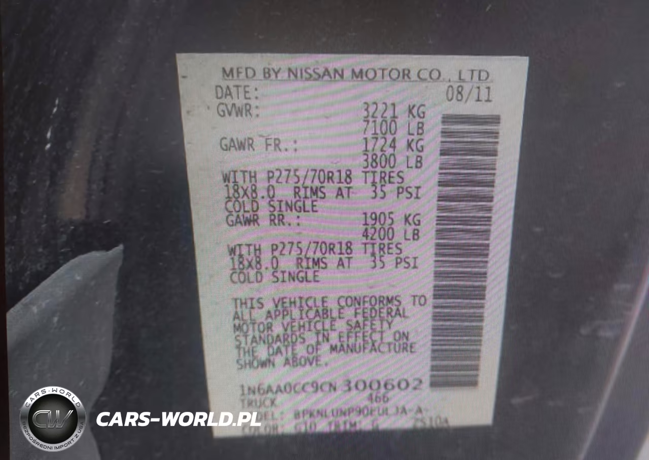 2012 Nissan Titan Pro-4X VIN:1N6AA0CC9CN300602 - 9