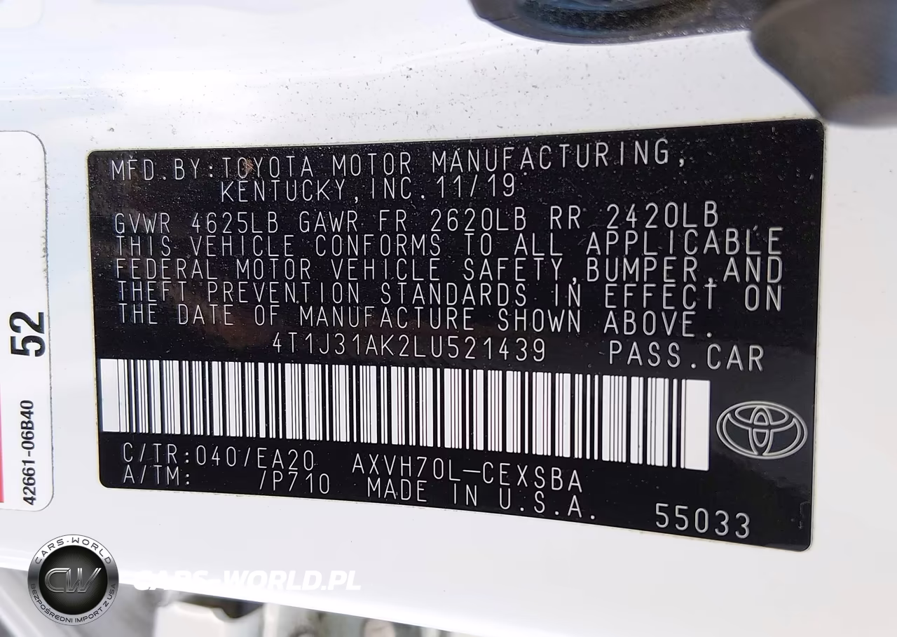 2020 Toyota Camry Hybrid Se VIN:4T1J31AK2LU521439 - 9